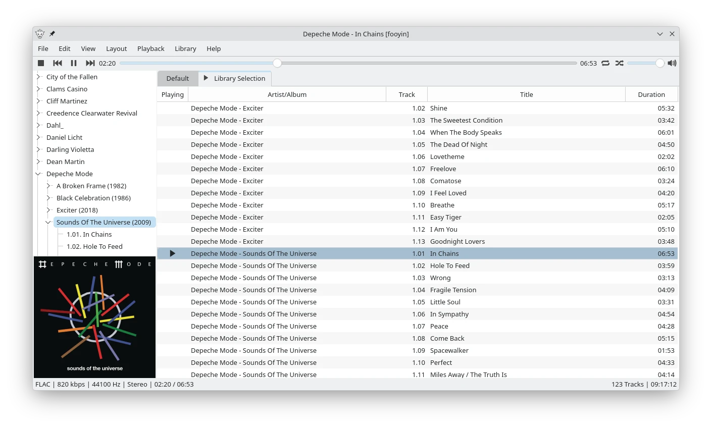 Screenshot of the fooyin homepage layout in light mode